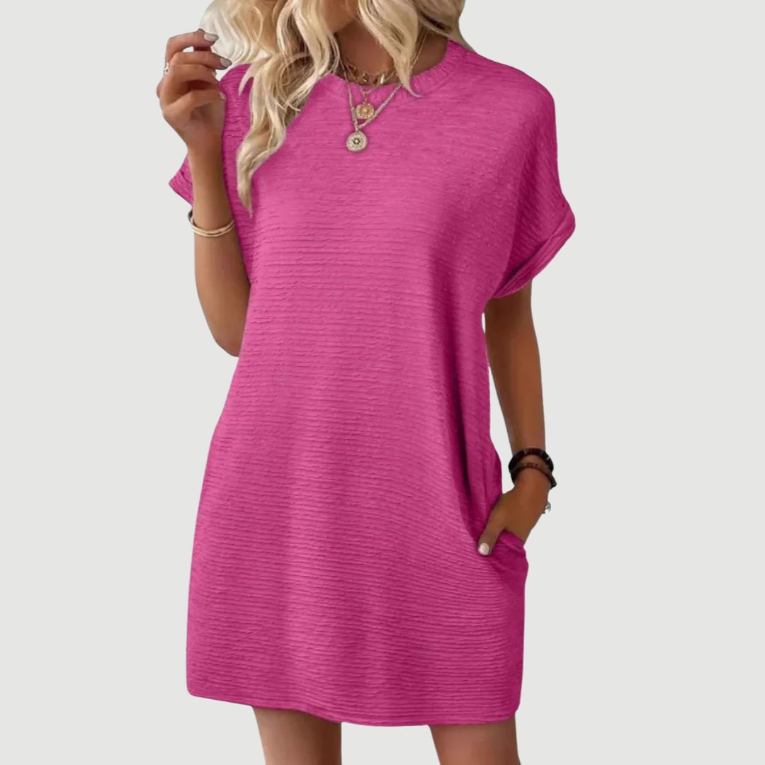 EVASHA | Casual Minimalist Round Neck Summer Dress